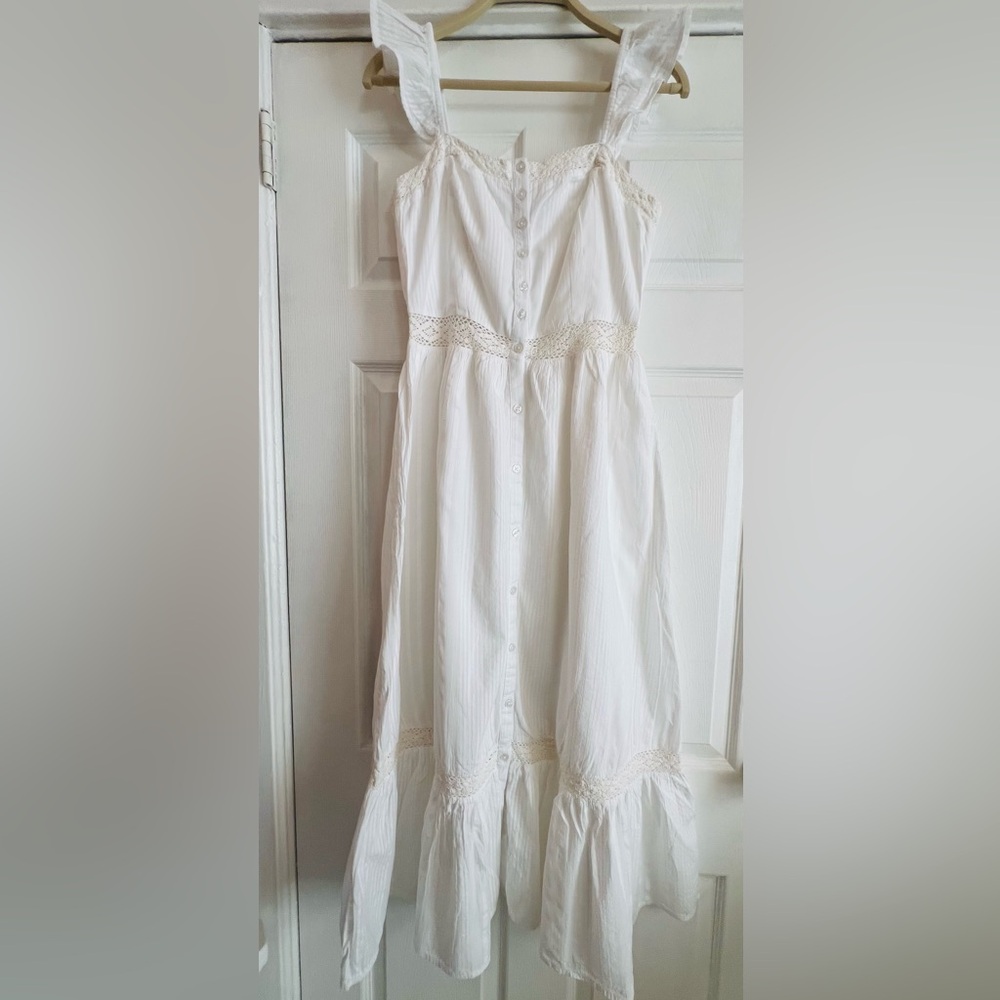 White Lace-Trim Midi Dress - Brand Unspecified